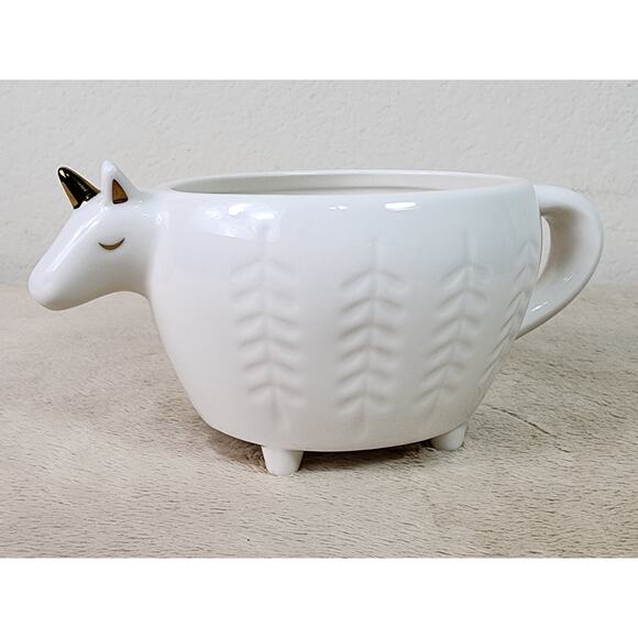 Opalhouse Unicorn Coffee Mug Teacup 12oz Stoneware Home Deco 7 1/2" White Gold - Picture 3 of 13